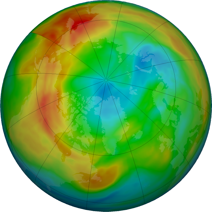 Arctic ozone map for 09 January 2020